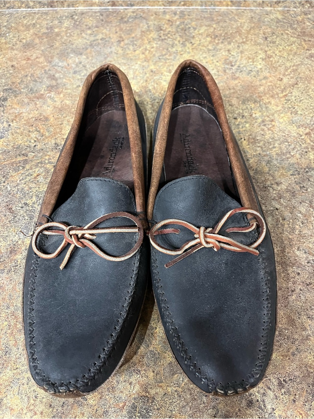 Adirondack Leather Moccasin Loafers Black Brown Tie Slip On Shoes Women's 13